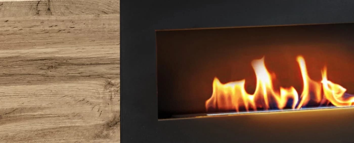 Inn.Furn Lowboard Public Set mit Kamin und Wandpaneel Eiche Wotan - Bild 3