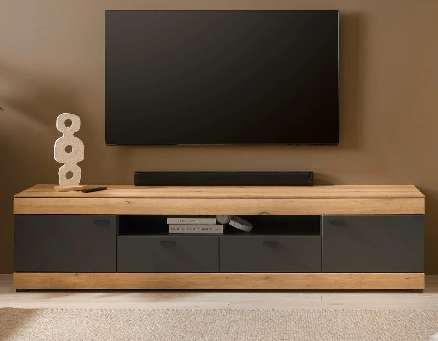 Furn.Design Lowboard Assina XL Eiche Eiche Graphit Grau Soft-Close