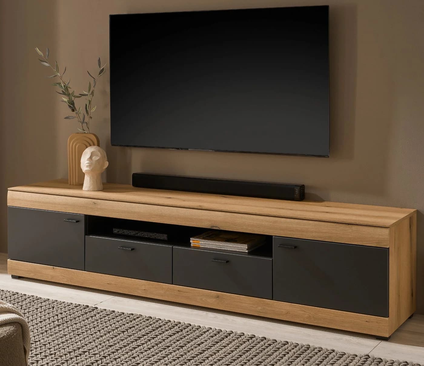 Furn.Design Lowboard Assina XL Eiche Eiche Graphit Grau Soft-Close - Bild 2