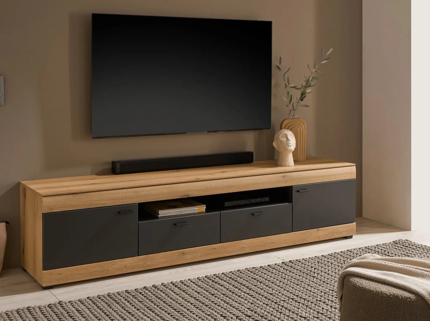 Furn.Design Lowboard Assina XL Eiche Eiche Graphit Grau Soft-Close - Bild 3