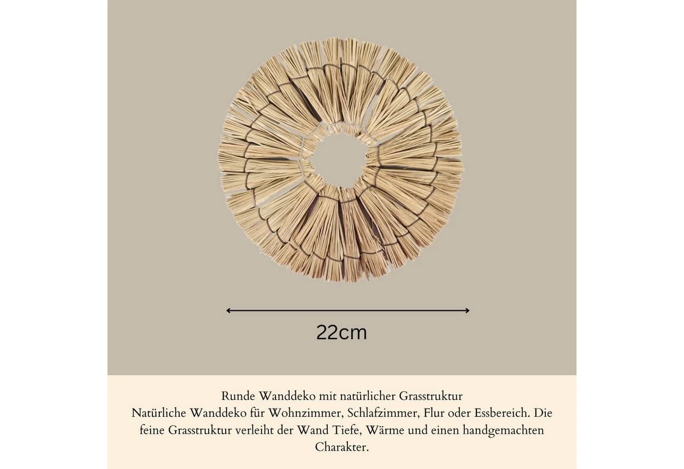 Marrakesch Orient & Mediterran Interior Wanddeko Boho Rattan rund, Natur - Bild 3
