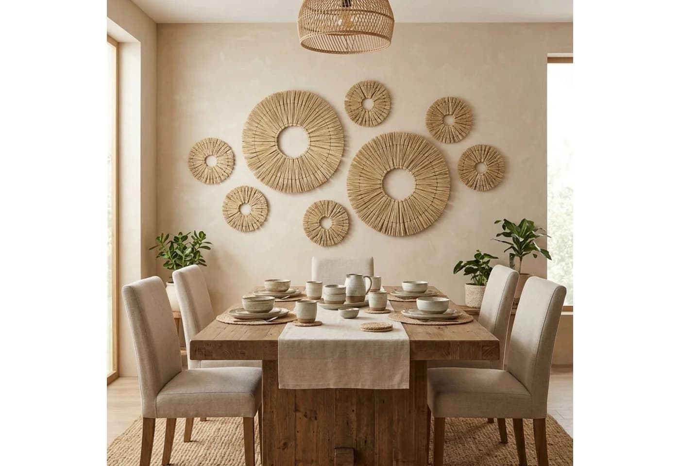 Marrakesch Orient & Mediterran Interior Wanddeko 8er Set Rattan Boho - Bild 5