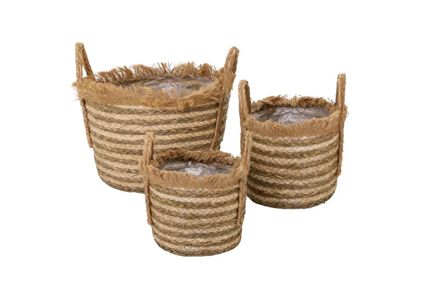 Marrakesch Raffa 3er Set Pflanzkörbe Natur Gras Boho - Bild 2