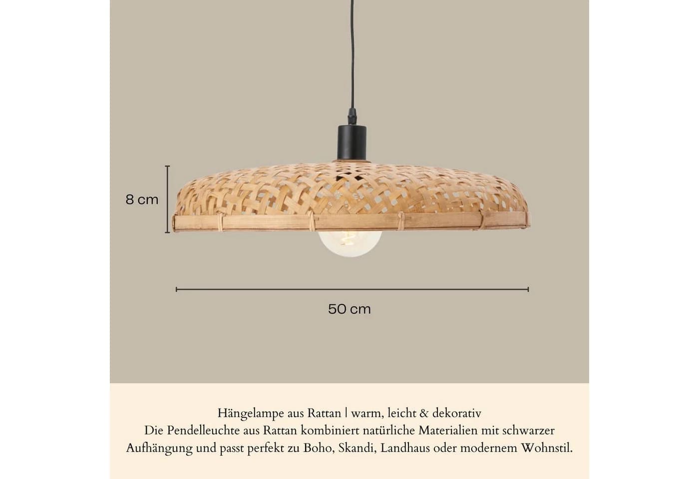 Marrakesch Orient & Mediterran Interior Paloma Pendelleuchte Rattan Natur E27 - Bild 3