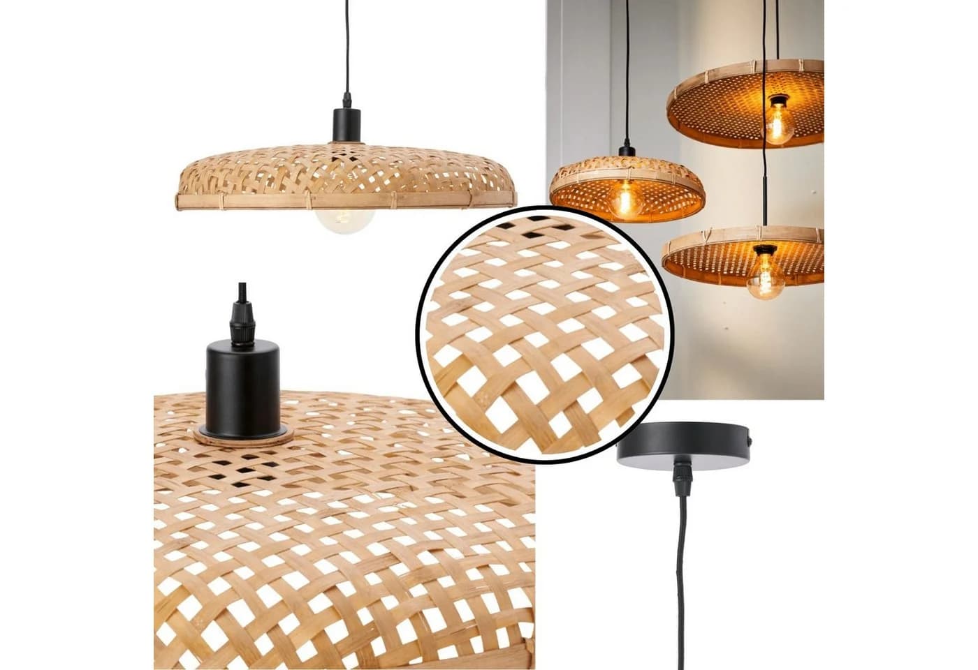 Marrakesch Orient & Mediterran Interior Paloma Pendelleuchte Rattan Natur E27 - Bild 5