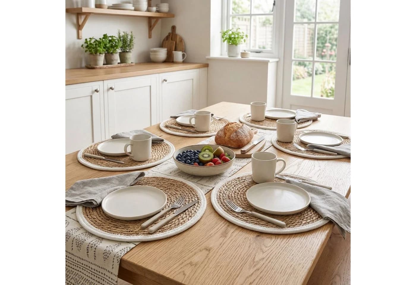 Marrakesch Orient & Mediterran Interior 6er Set Rattan Platzsets Weiß - Bild 4