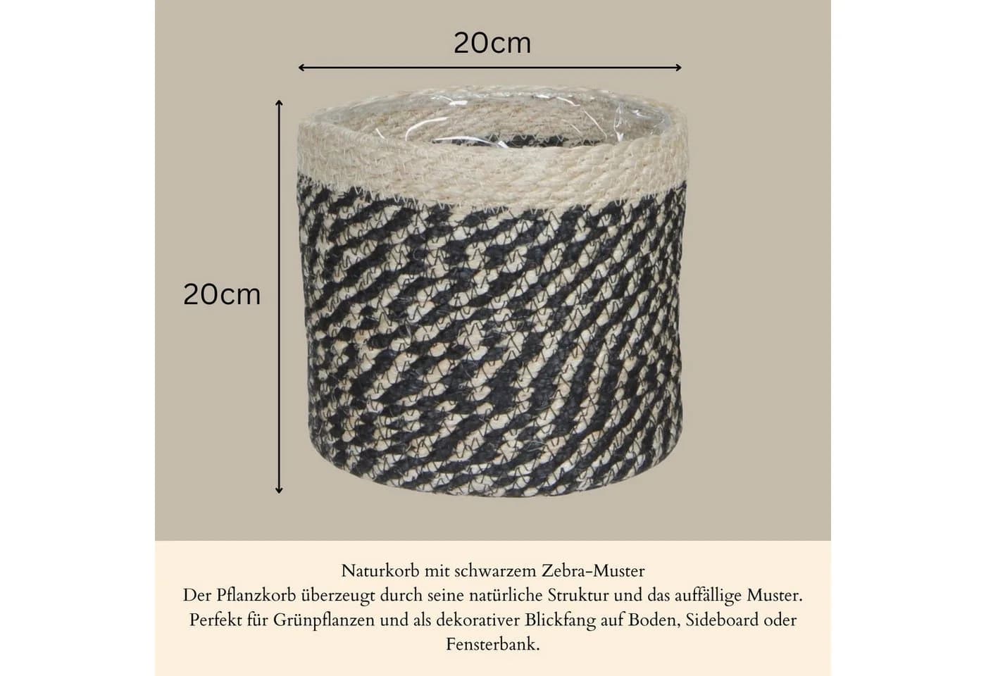 Marrakesch Orient & Mediterran Interior Pflanzkorb Jute Schwarz 20cm - Bild 3