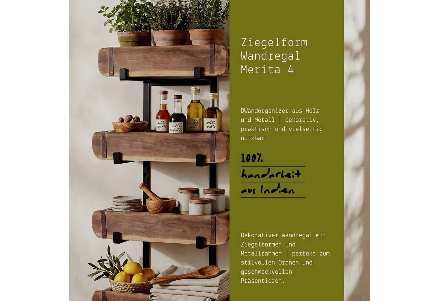 Marrakesch Orient & Mediterran Interior Wandregal Merita Ziegelform Schwarz - Bild 5