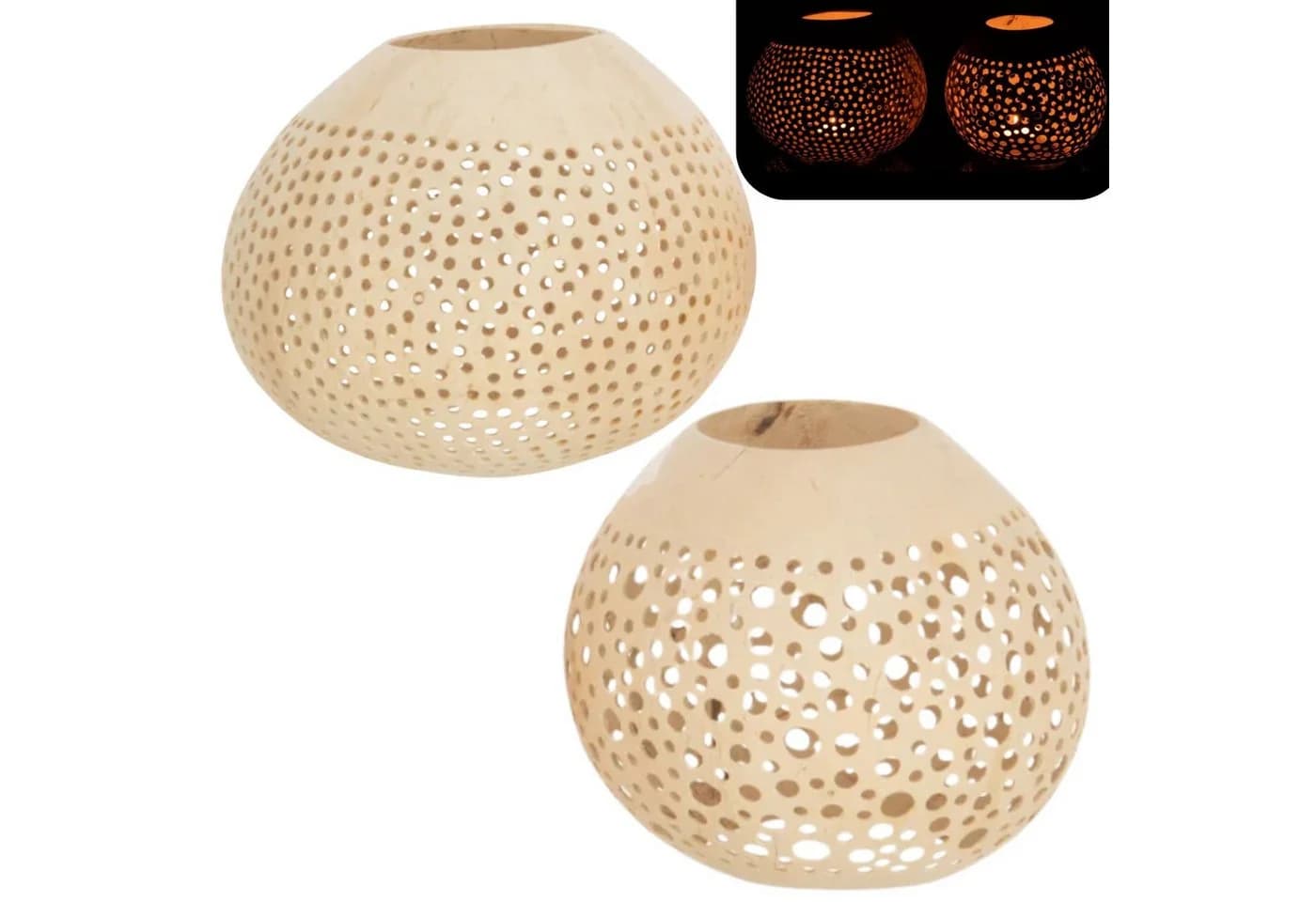 Marrakesch Orient & Mediterran Interior Teelichthalter Kokosnuss 2er-Set Beige - Bild 2