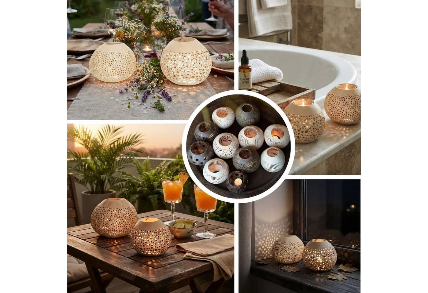Marrakesch Orient & Mediterran Interior Teelichthalter Kokosnuss 2er-Set Beige - Bild 4