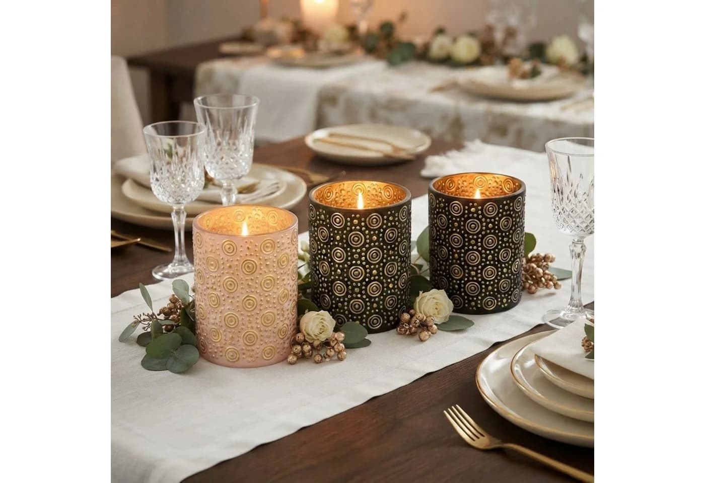 Marrakesch Orient & Mediterran Interior Windlicht Hailey Schwarz Gold Glas
