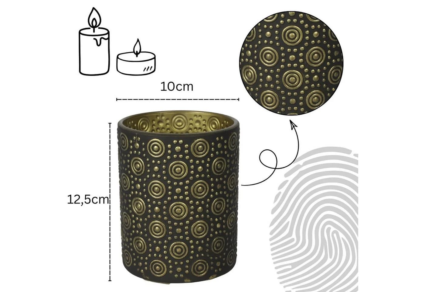 Marrakesch Orient & Mediterran Interior Windlicht Hailey Schwarz Gold Glas - Bild 3