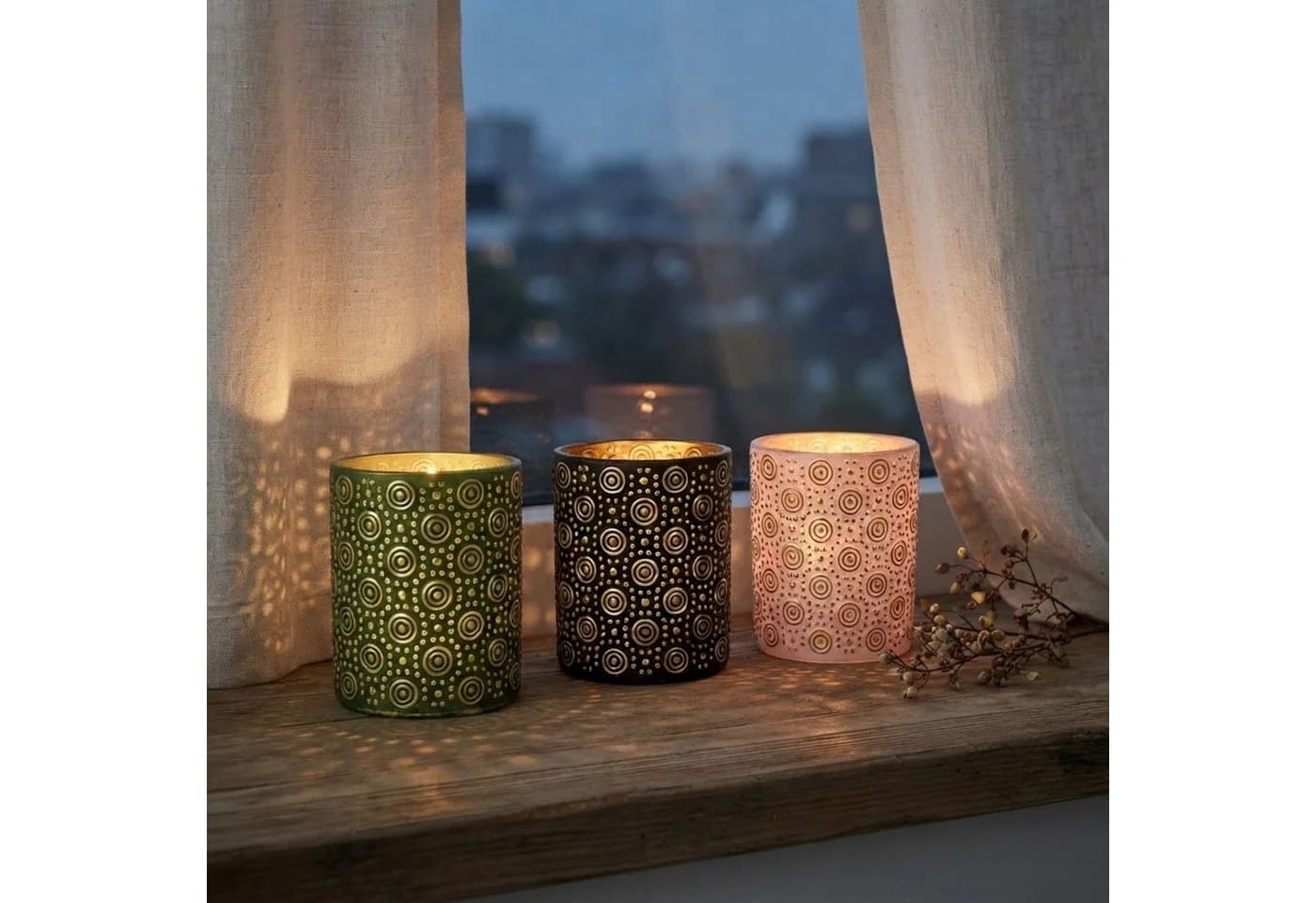 Marrakesch Orient & Mediterran Interior Windlicht Hailey Schwarz Gold Glas - Bild 5