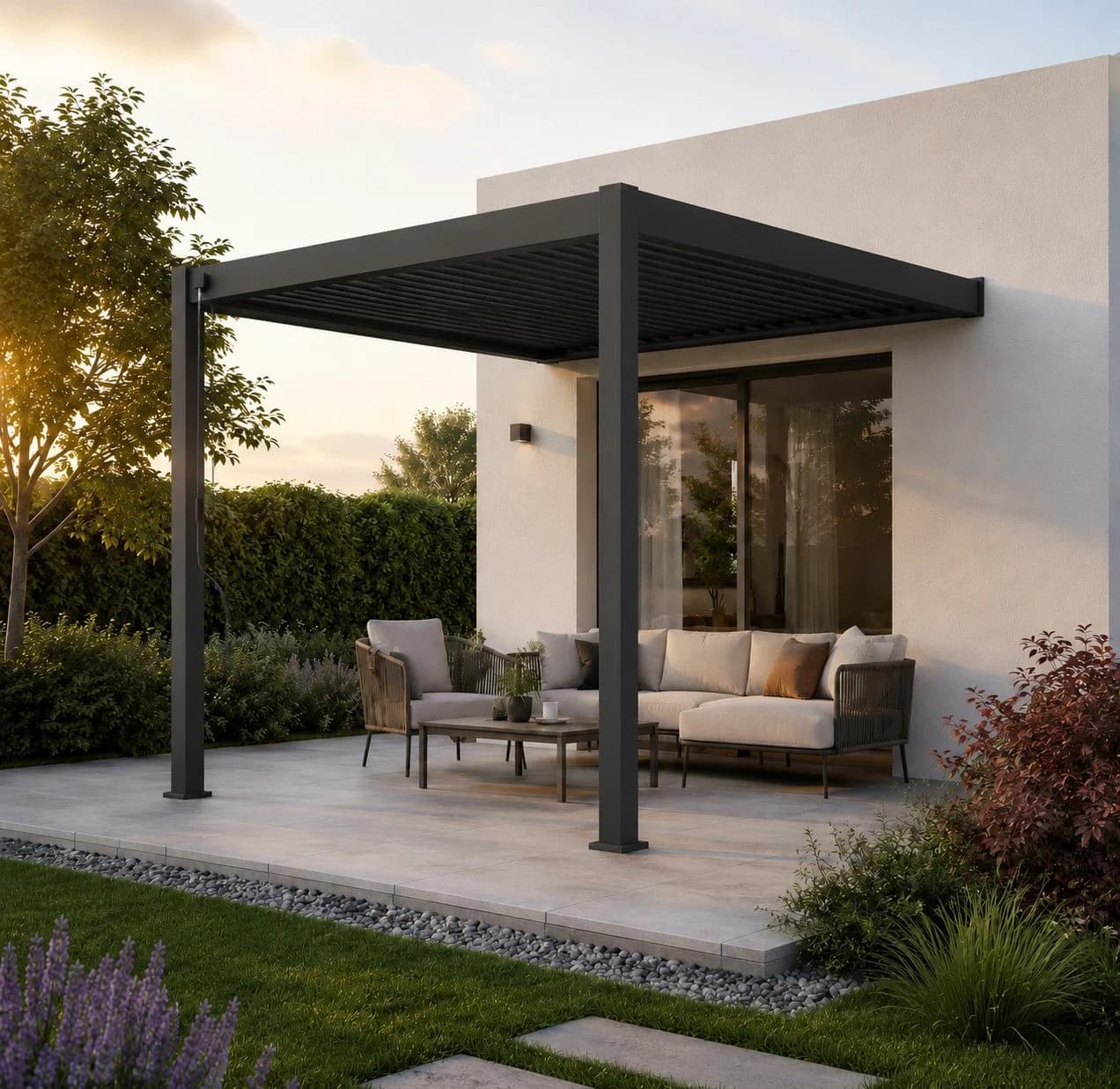 Weide Pergola Classic 3x3 m Anthrazit Vollaluminium Lamellendach - Bild 2