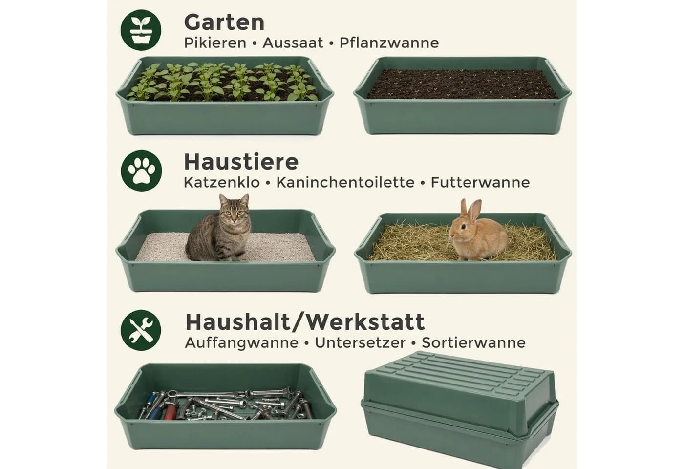 Hausfelder Pflanzschale Grün 58x32x11cm 10er Set - Bild 4