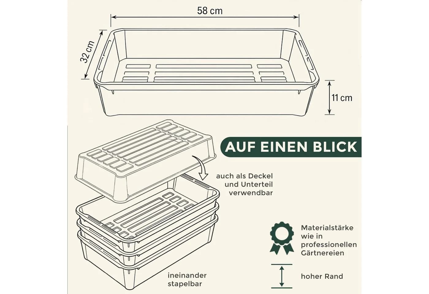 Hausfelder Pflanzschale Grün 58x32x11cm 10er Set - Bild 5