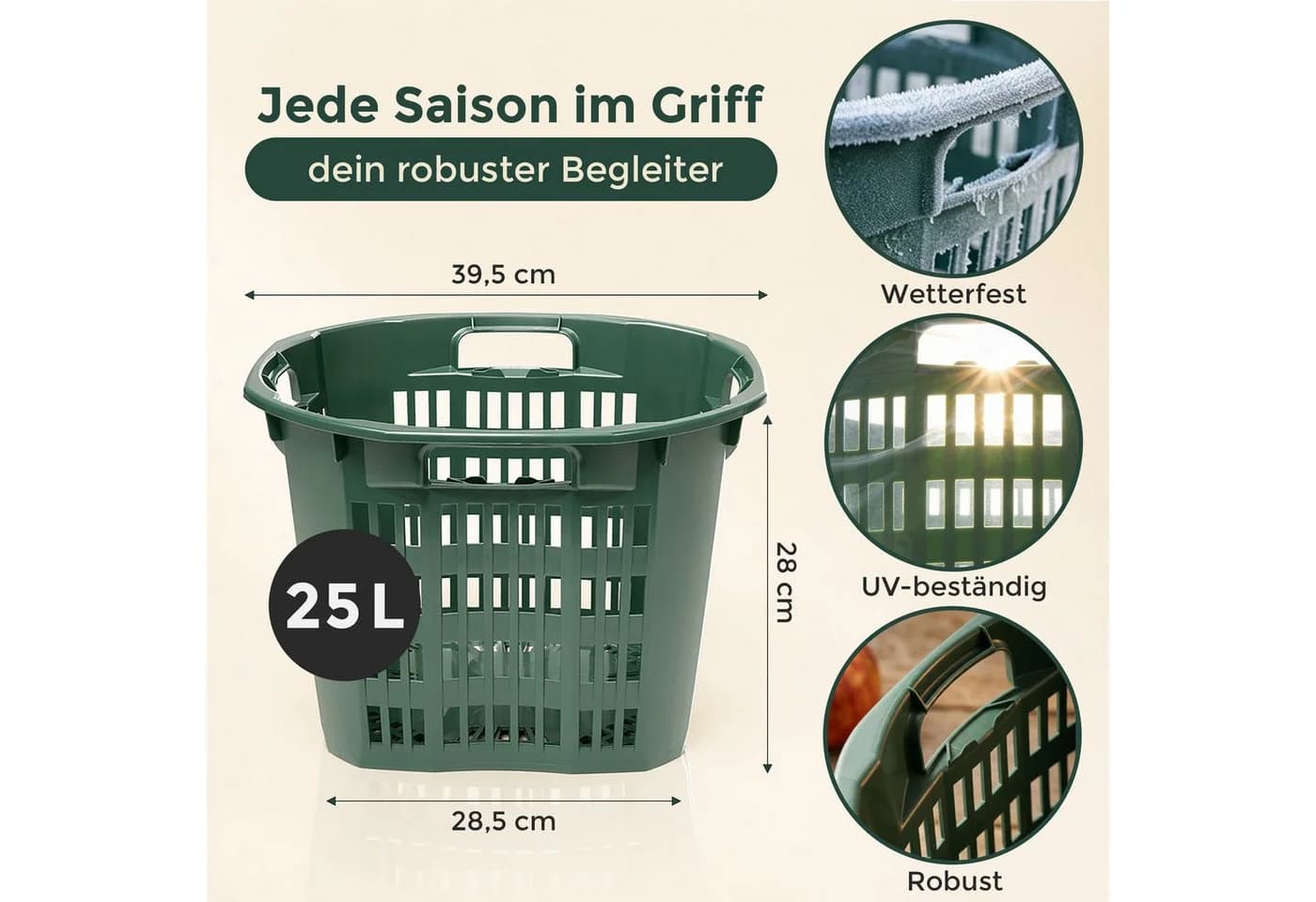 Hausfelder Erntekorb Grün 25 Liter Kunststoff