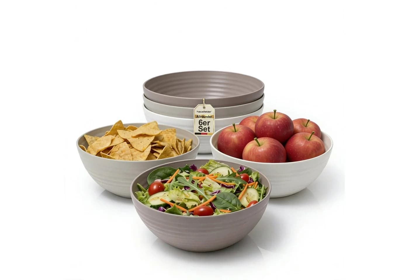 Hausfelder Servierschüssel Set 6-tlg. Beige/Schwarz Kunststoff - Bild 2