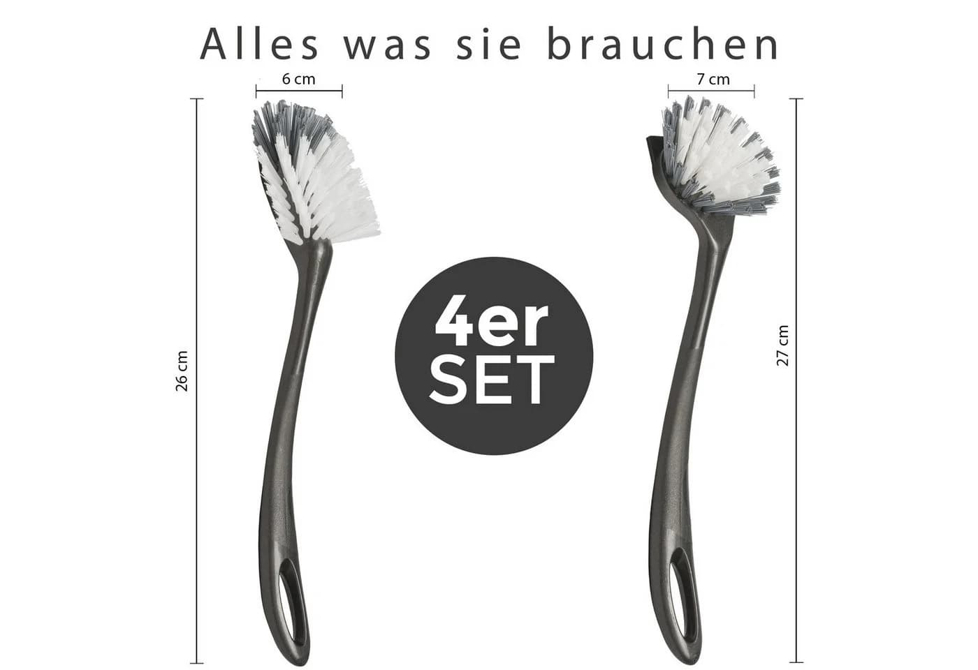 Hausfelder Spülwanne Anthrazit mit Abtropfgitter & 4 Spülbürsten - Bild 3