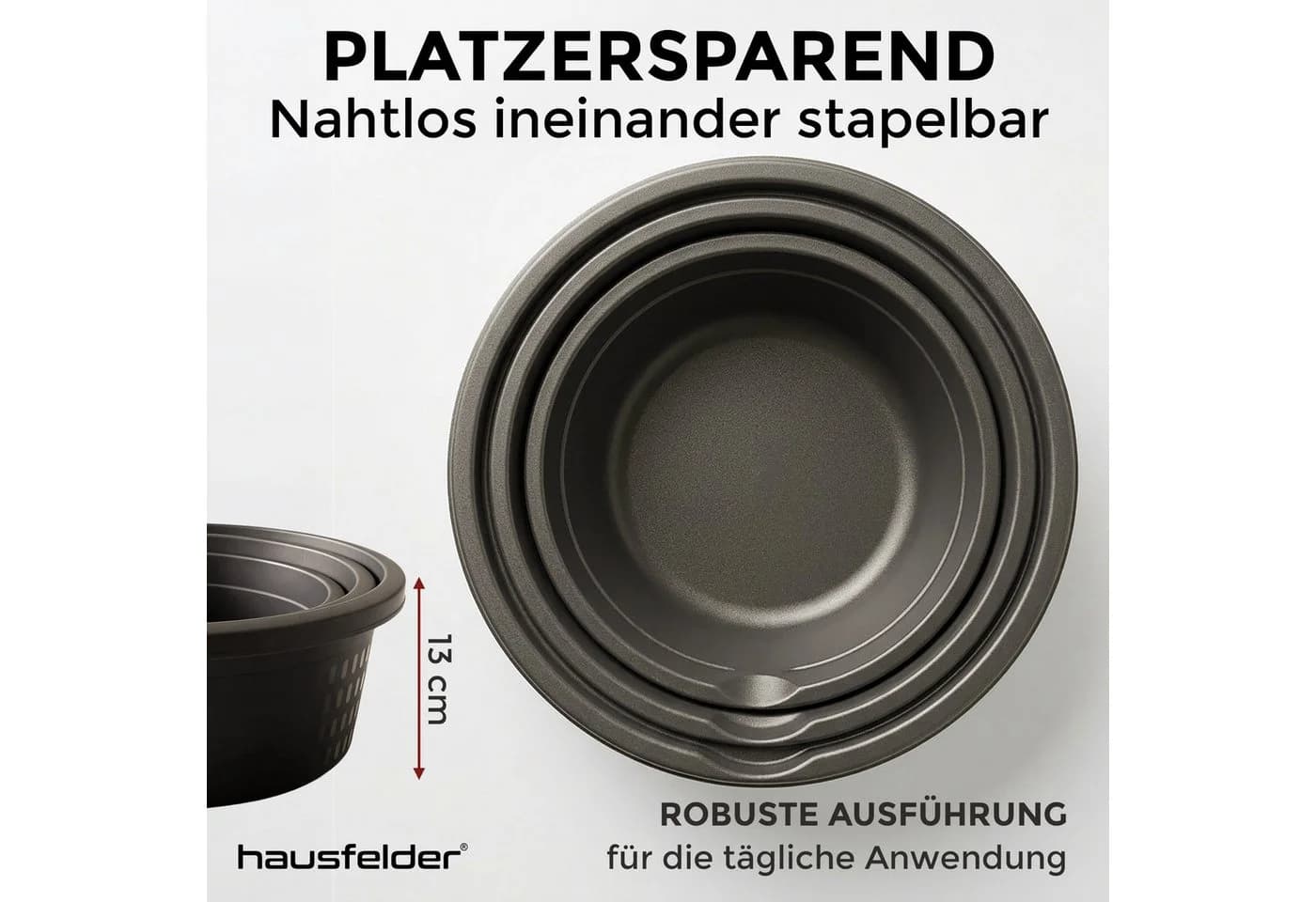 Hausfelder Spülschüssel-Set 3-tlg. Anthrazit 4,4-10L - Bild 3