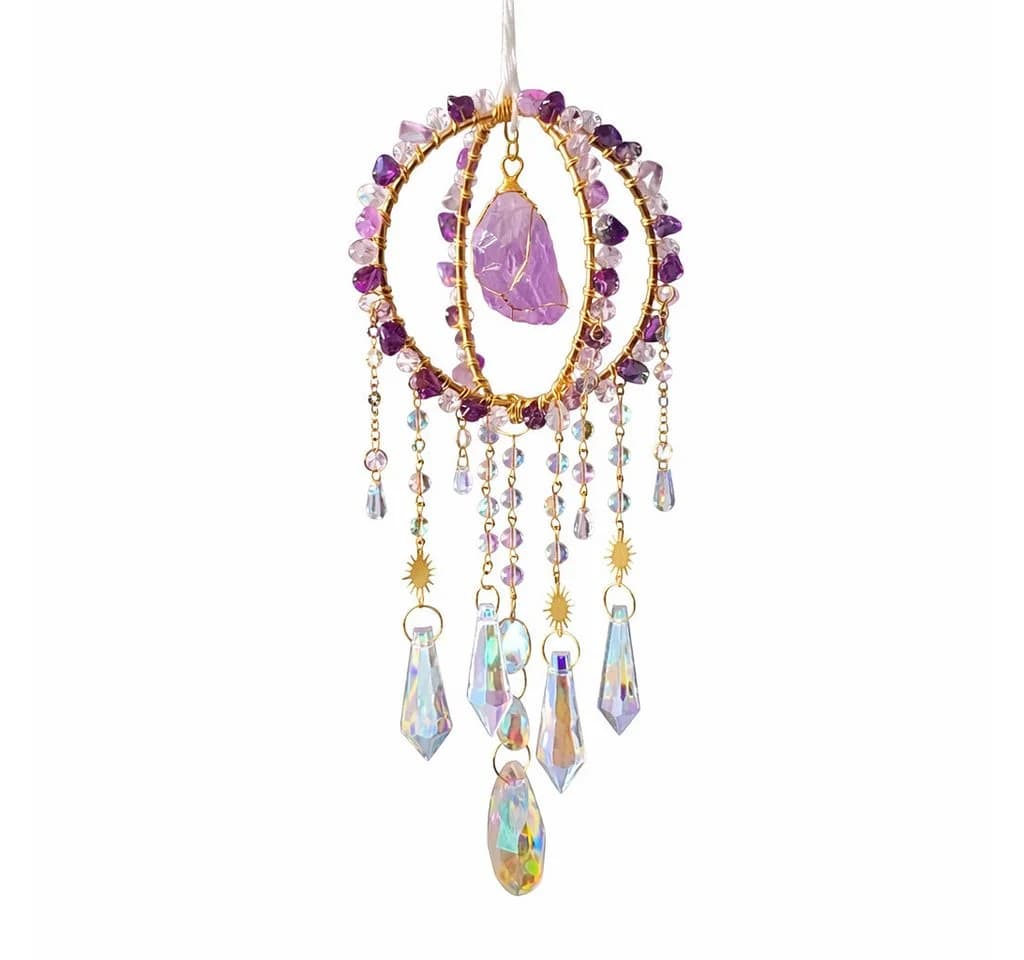 Karmandala Traumfänger mit Kristall & Amethyst Regenbogenlicht