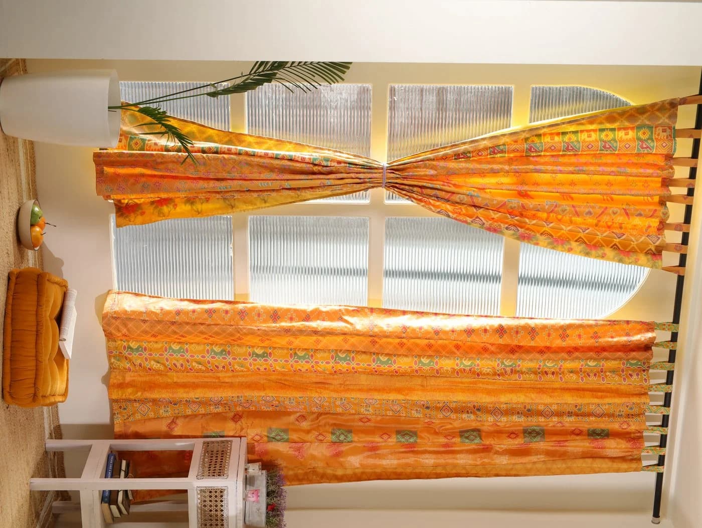 Karmandala Vorhang Gelb 2er-Set Patchwork Viskose Baumwolle