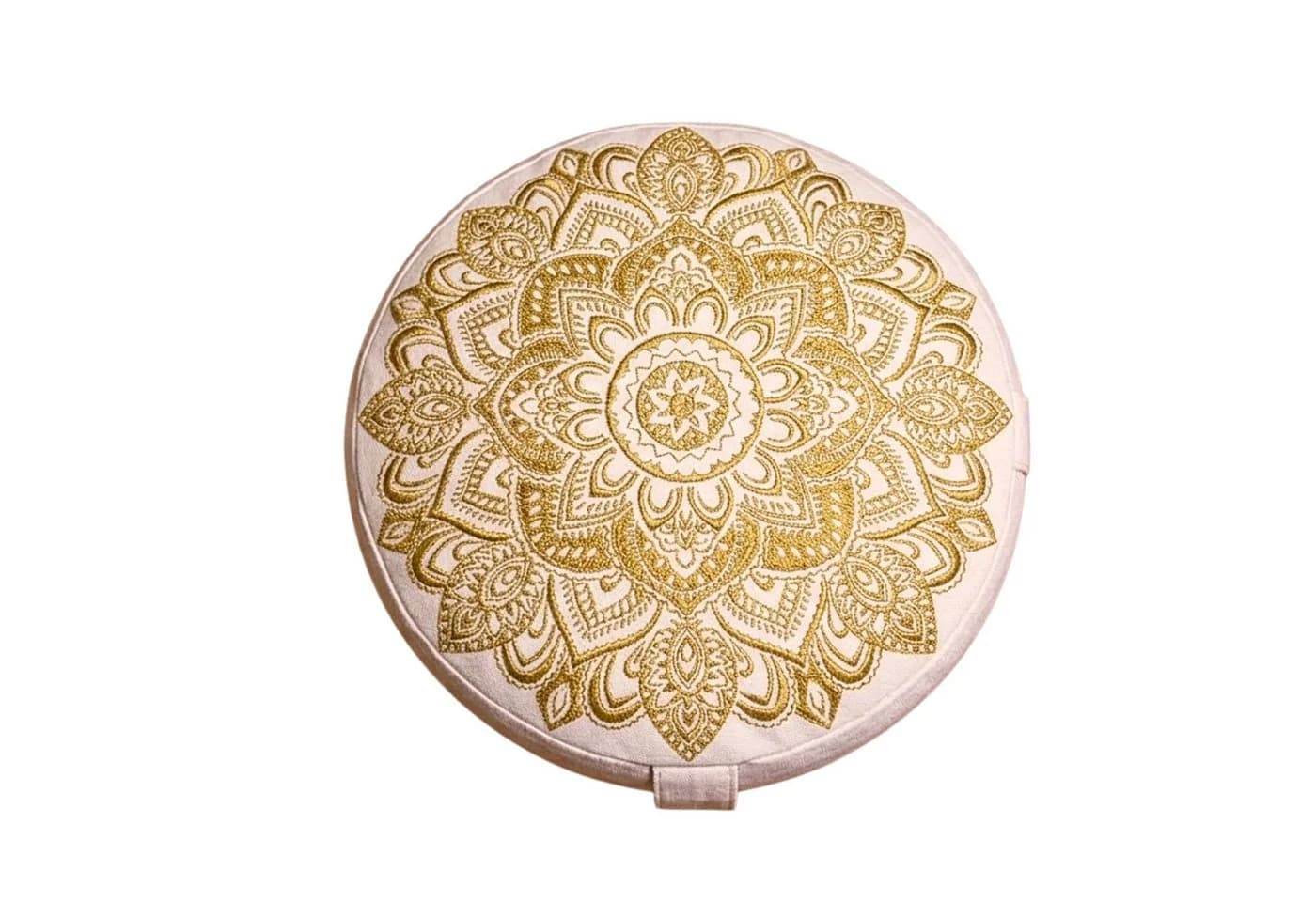 Karmandala Yogakissen rund mit Mandala Stickerei Gold & Buchweizenfüllung