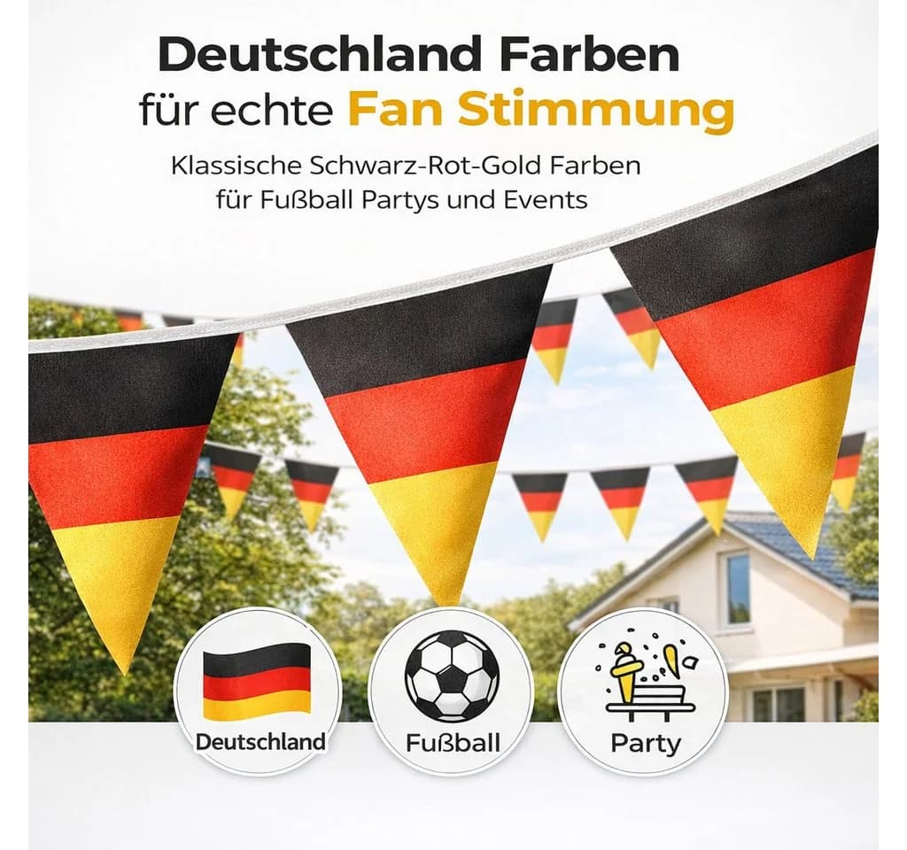 TK Gruppe XXL Wimpelkette Deutschland WM 2026 Schwarz Rot Gold - Bild 3