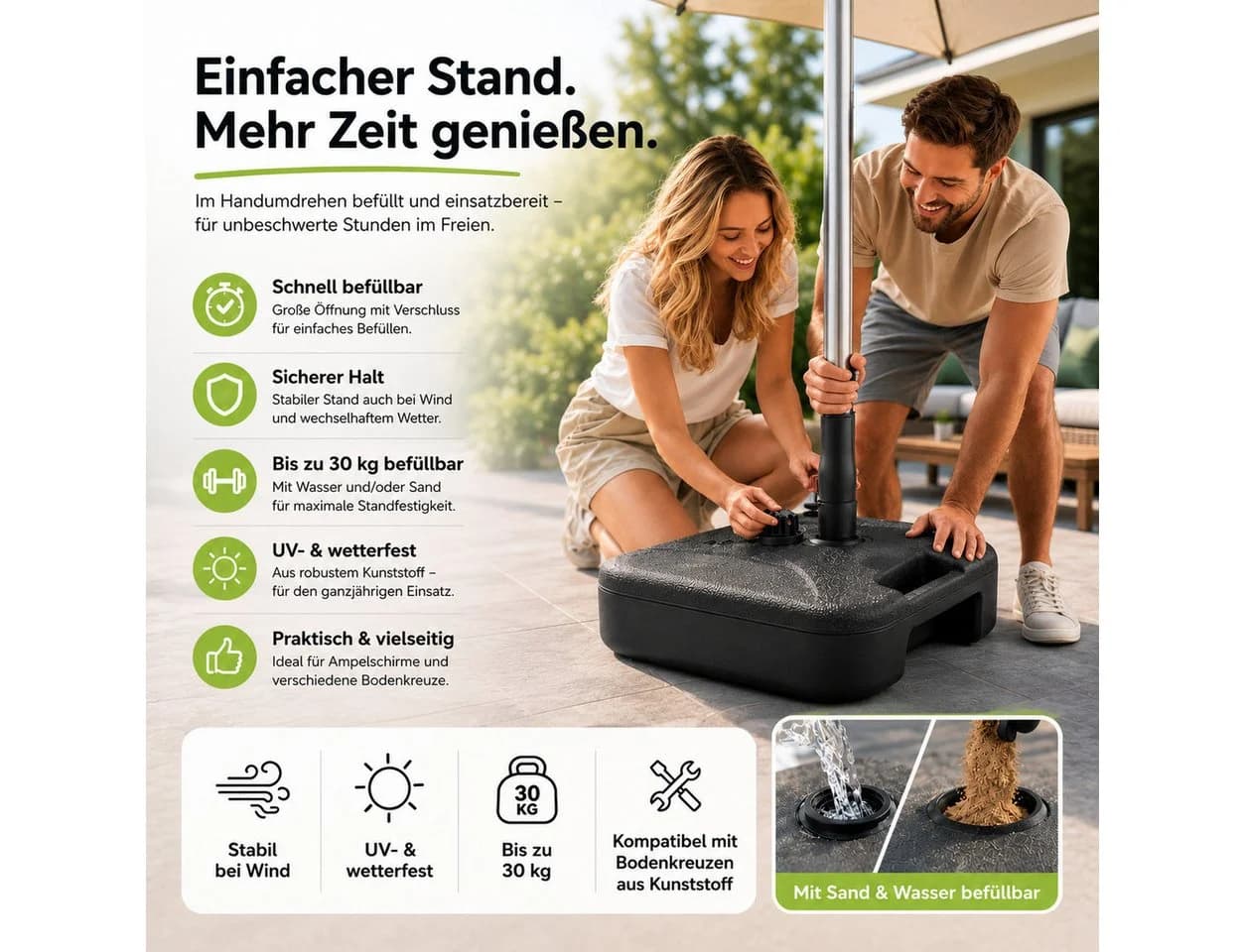 TK Gruppe Schirmgewicht Kunststoff für Ampelschirme & Sonnenschirme - Bild 3