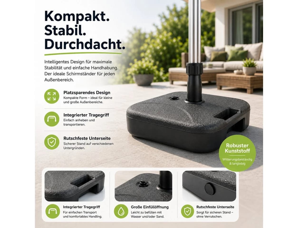 TK Gruppe Schirmgewicht Kunststoff für Ampelschirme & Sonnenschirme - Bild 4