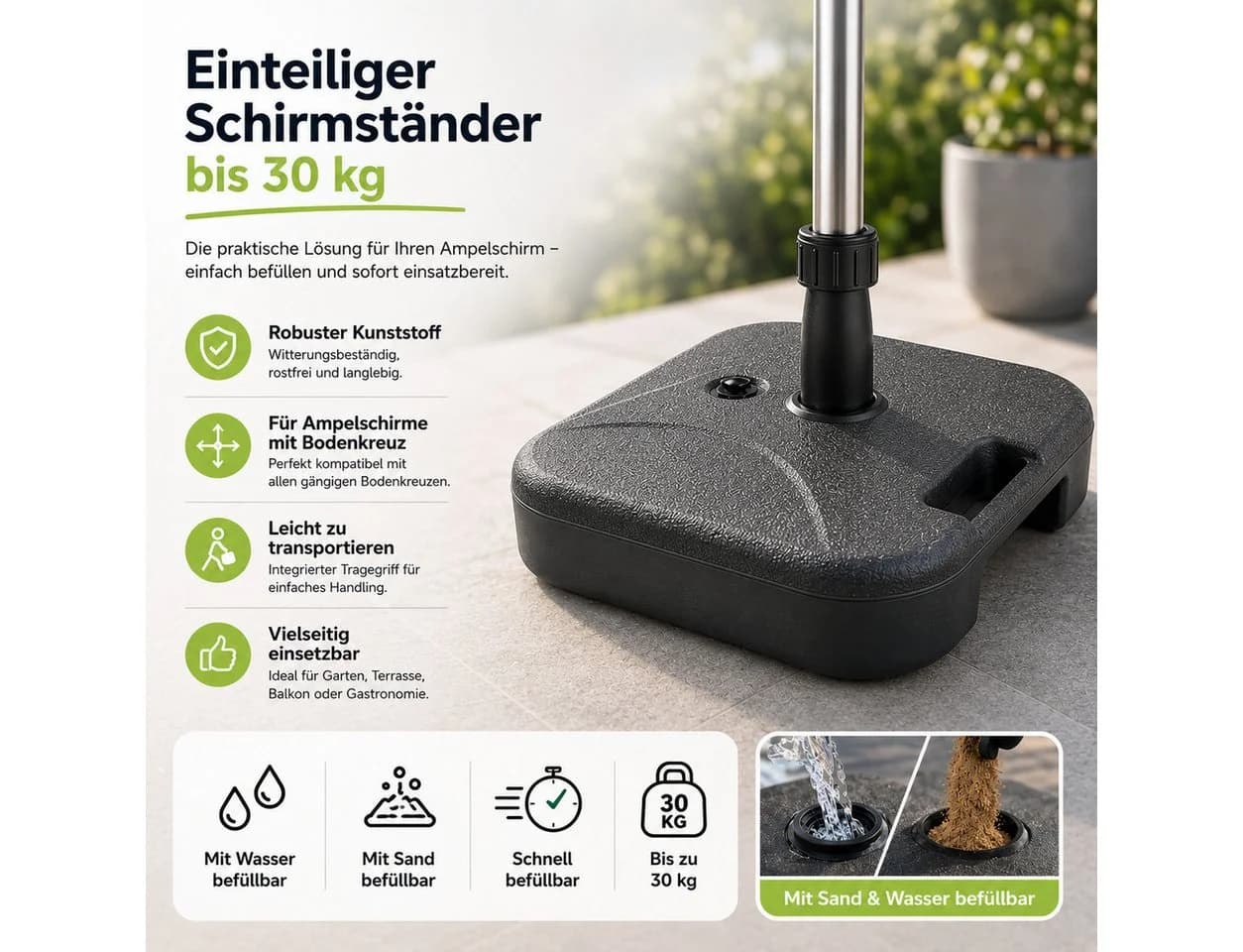 TK Gruppe Schirmgewicht Kunststoff für Ampelschirme & Sonnenschirme - Bild 5