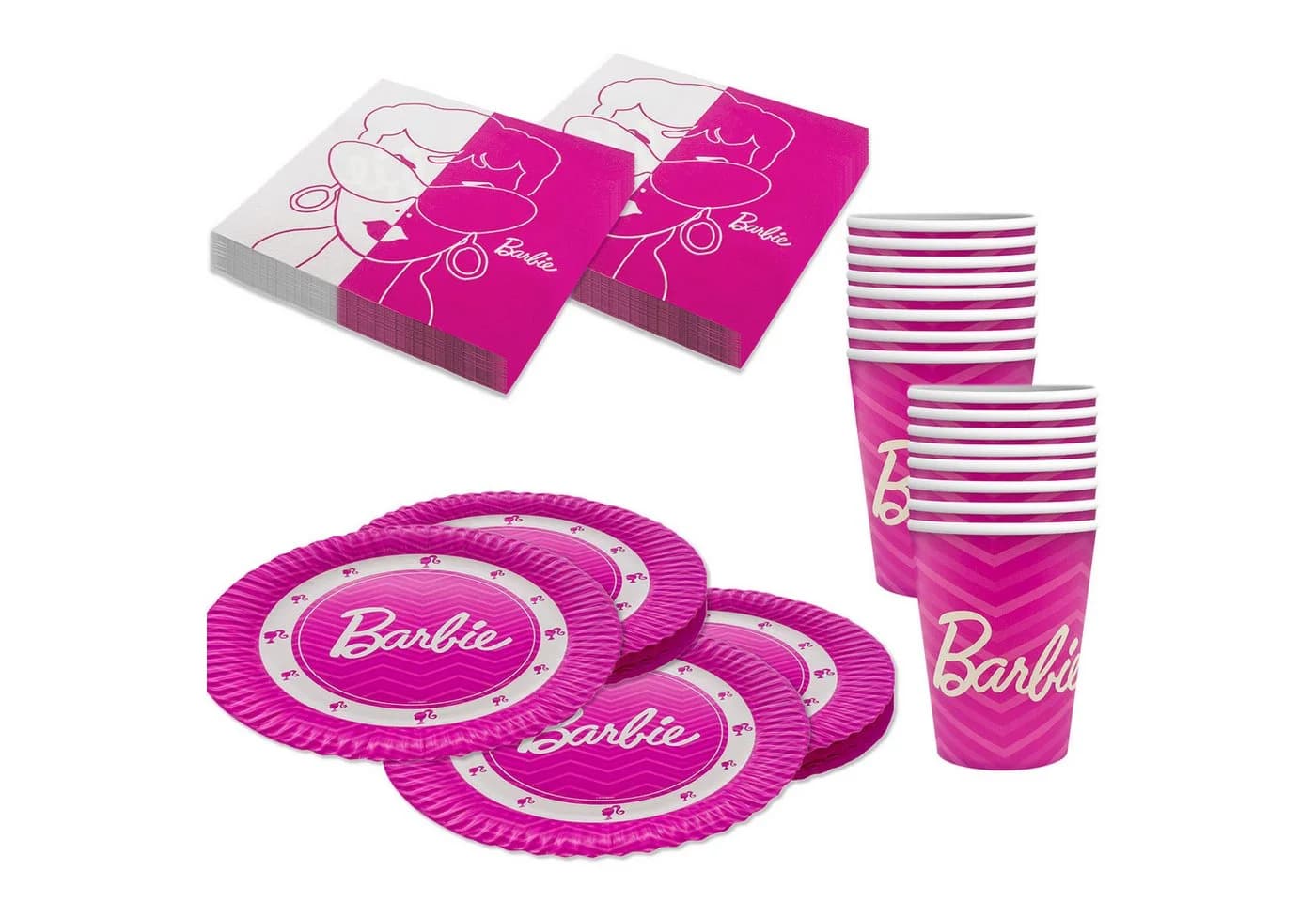 Party Factory Einweggeschirr-Set Barbie Partyset 72-tlg. Rosa - Bild 2