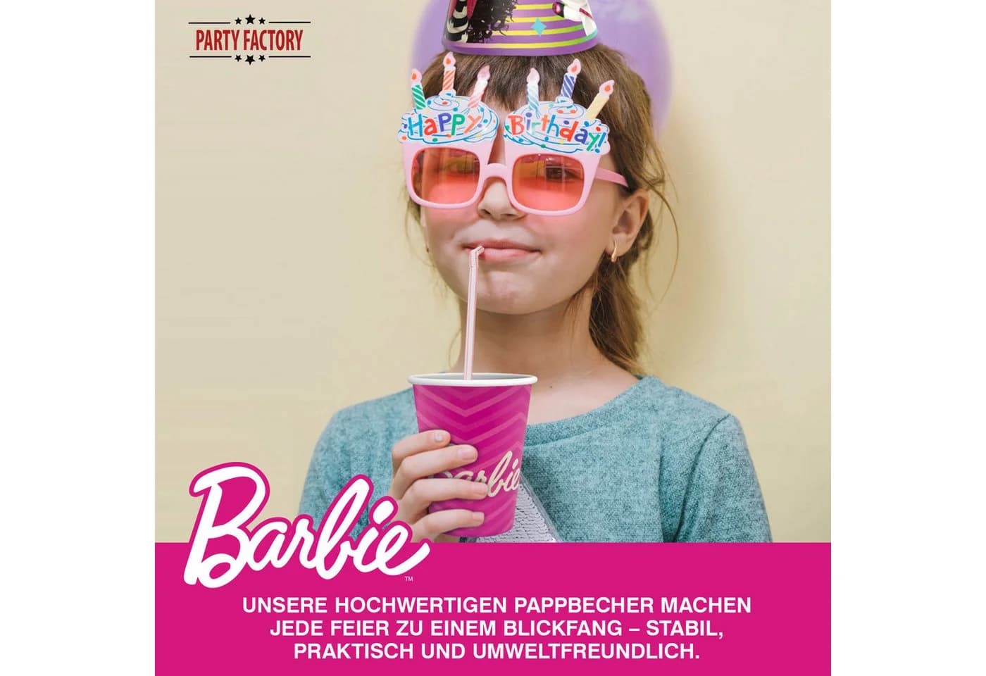 Party Factory Einweggeschirr-Set Barbie Partyset 72-tlg. Rosa - Bild 3