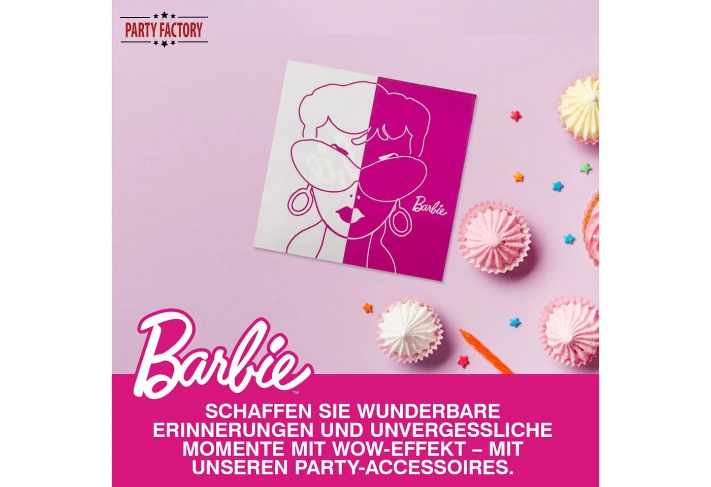 Party Factory Einweggeschirr-Set Barbie Partyset 72-tlg. Rosa - Bild 5