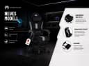 PixelPilot Gaming-Stuhl Ergonomisch mit Fußstütze Grau/Schwarz Bild 1
