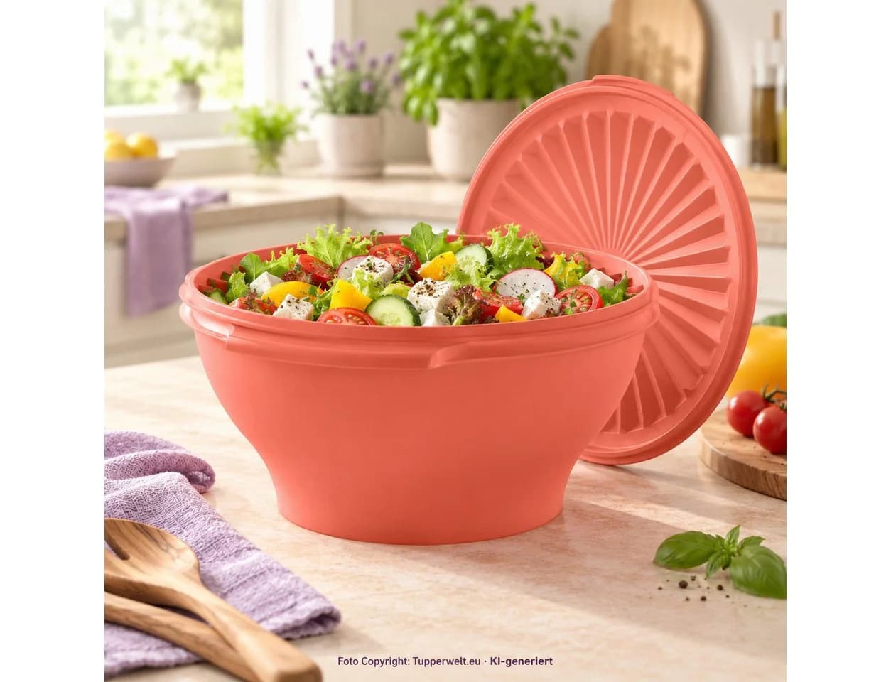 Tupperware Serviersonne 4,1 Liter Retro Design Koralle - Bild 2