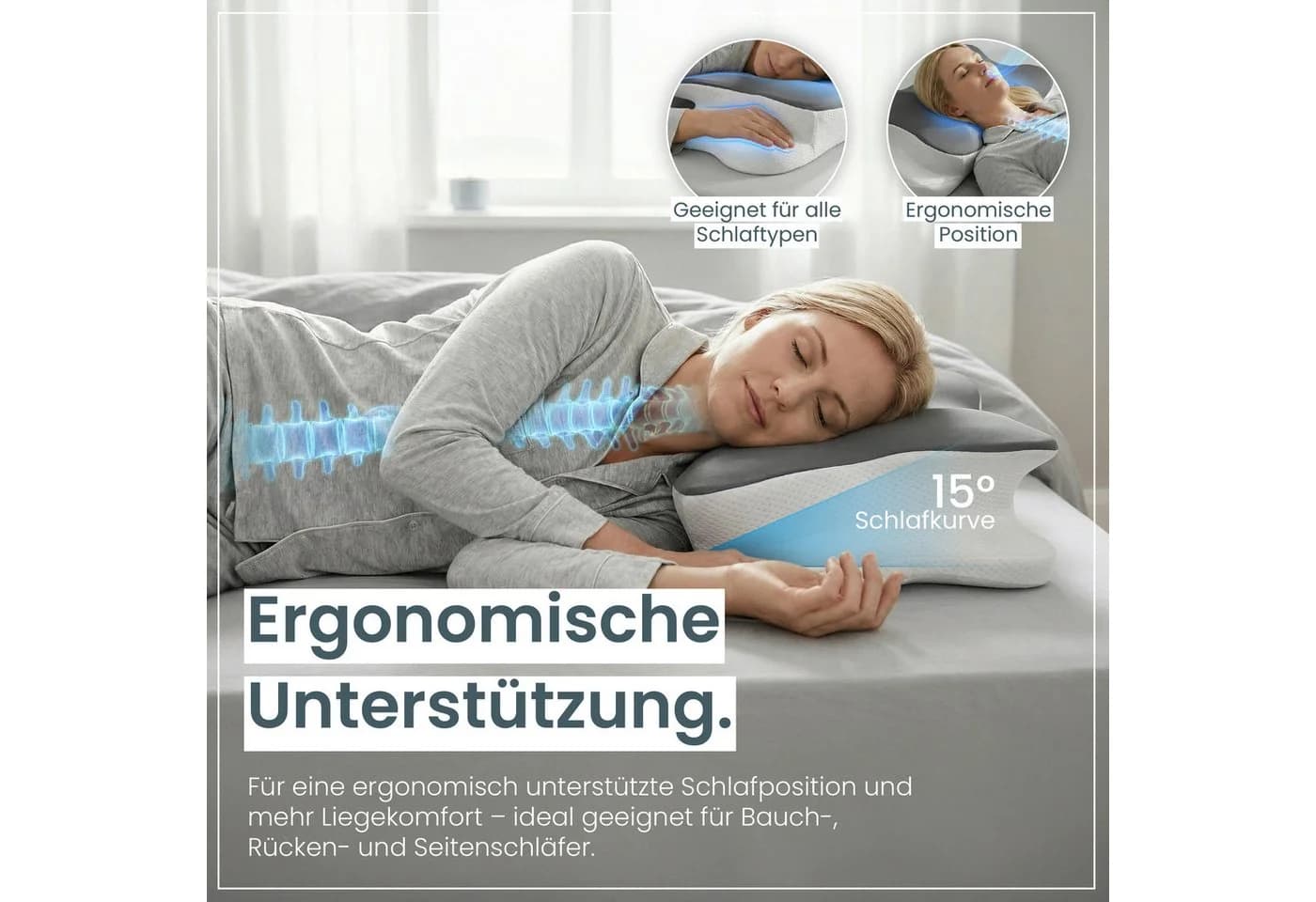 Gentle North Nackenstützkissen Ergonomisch Memory-Schaum Weiß