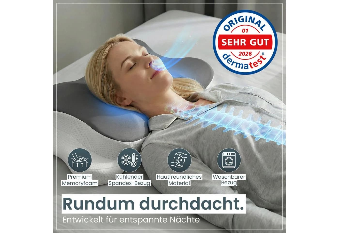 Gentle North Nackenstützkissen Ergonomisch Memory-Schaum Weiß - Bild 3