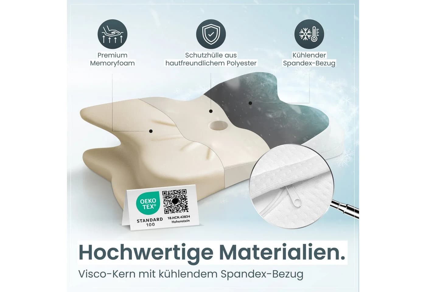 Gentle North Nackenstützkissen Ergonomisch Memory-Schaum Weiß - Bild 4