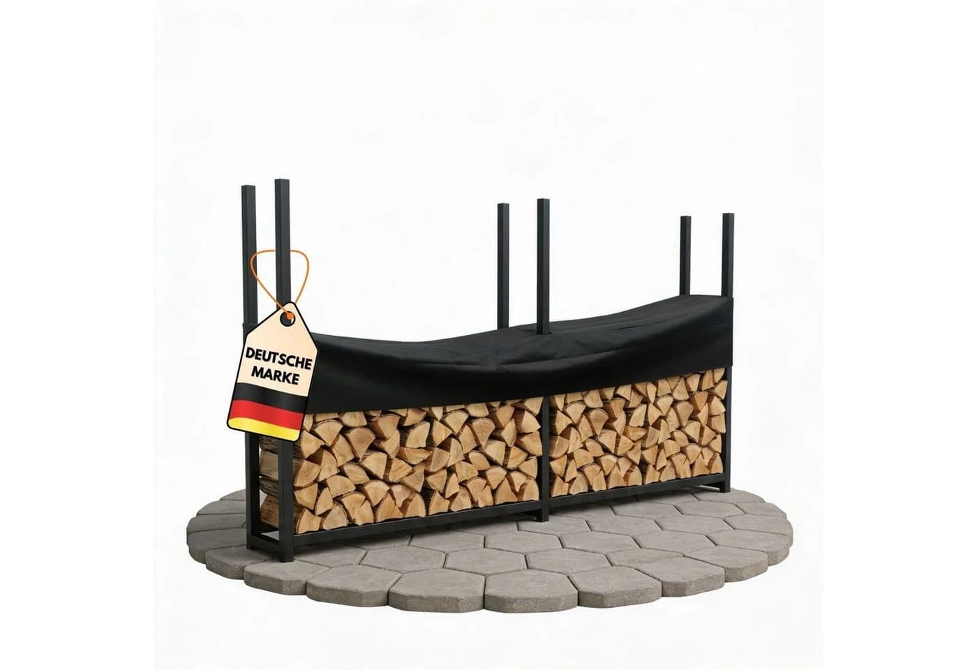 Coemo Brennholzregal HANS Metall Schwarz mit Abdeckplane - Bild 2