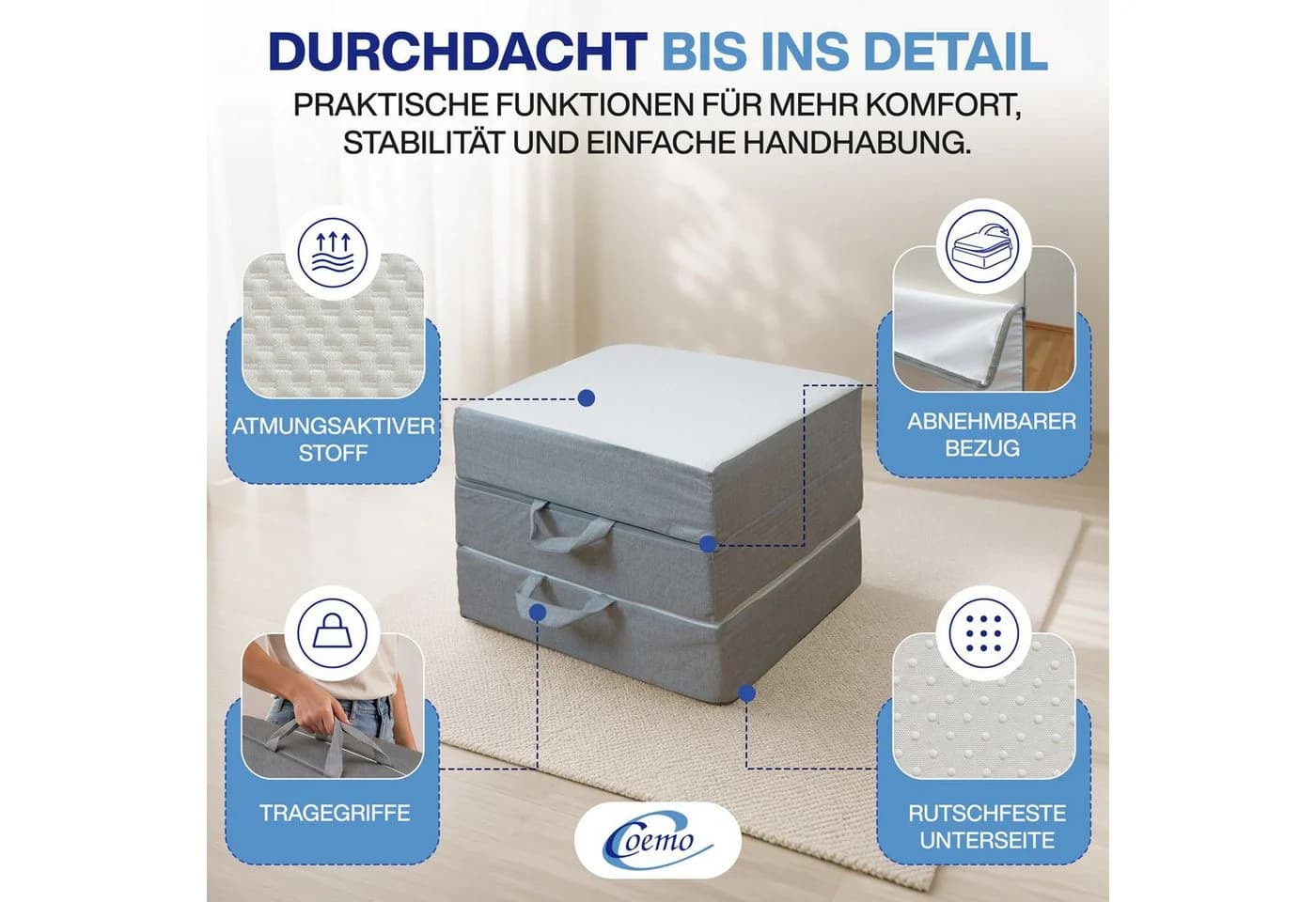 Coemo Klappmatratze 3-teilig Komfortschaum Weiß - Bild 4