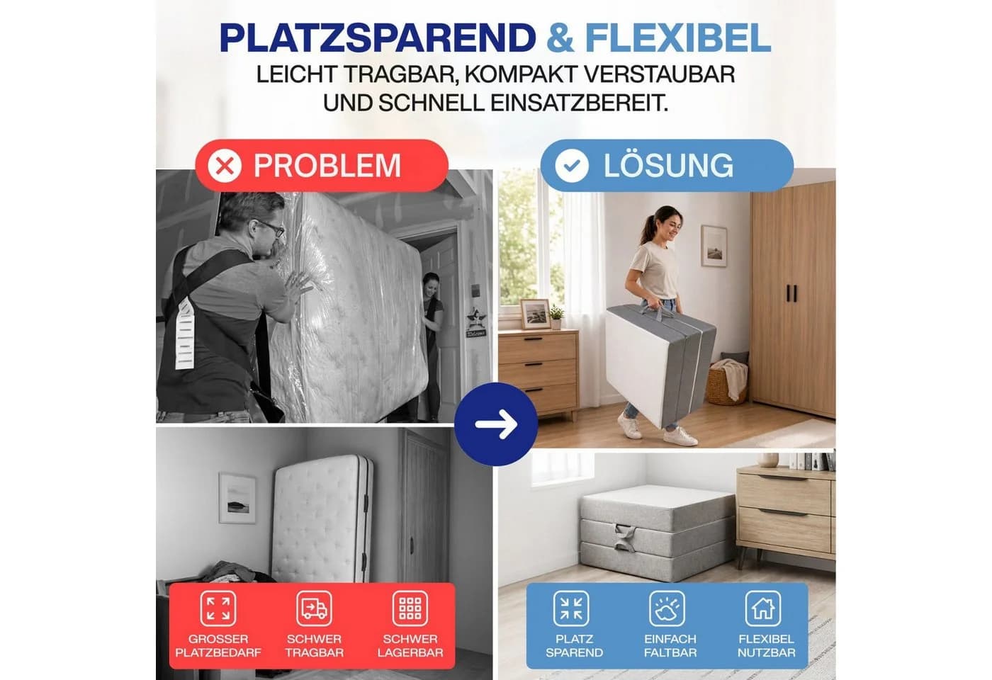 Coemo Klappmatratze 3-teilig Komfortschaum Weiß - Bild 5