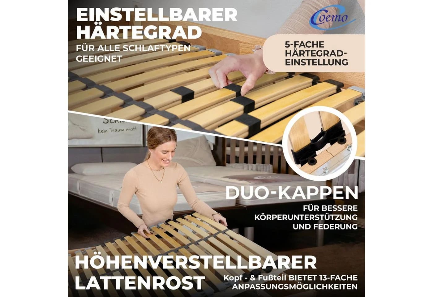 Coemo Lattenrost ERGO KF 7 Zonen verstellbar Buchenholz - Bild 3