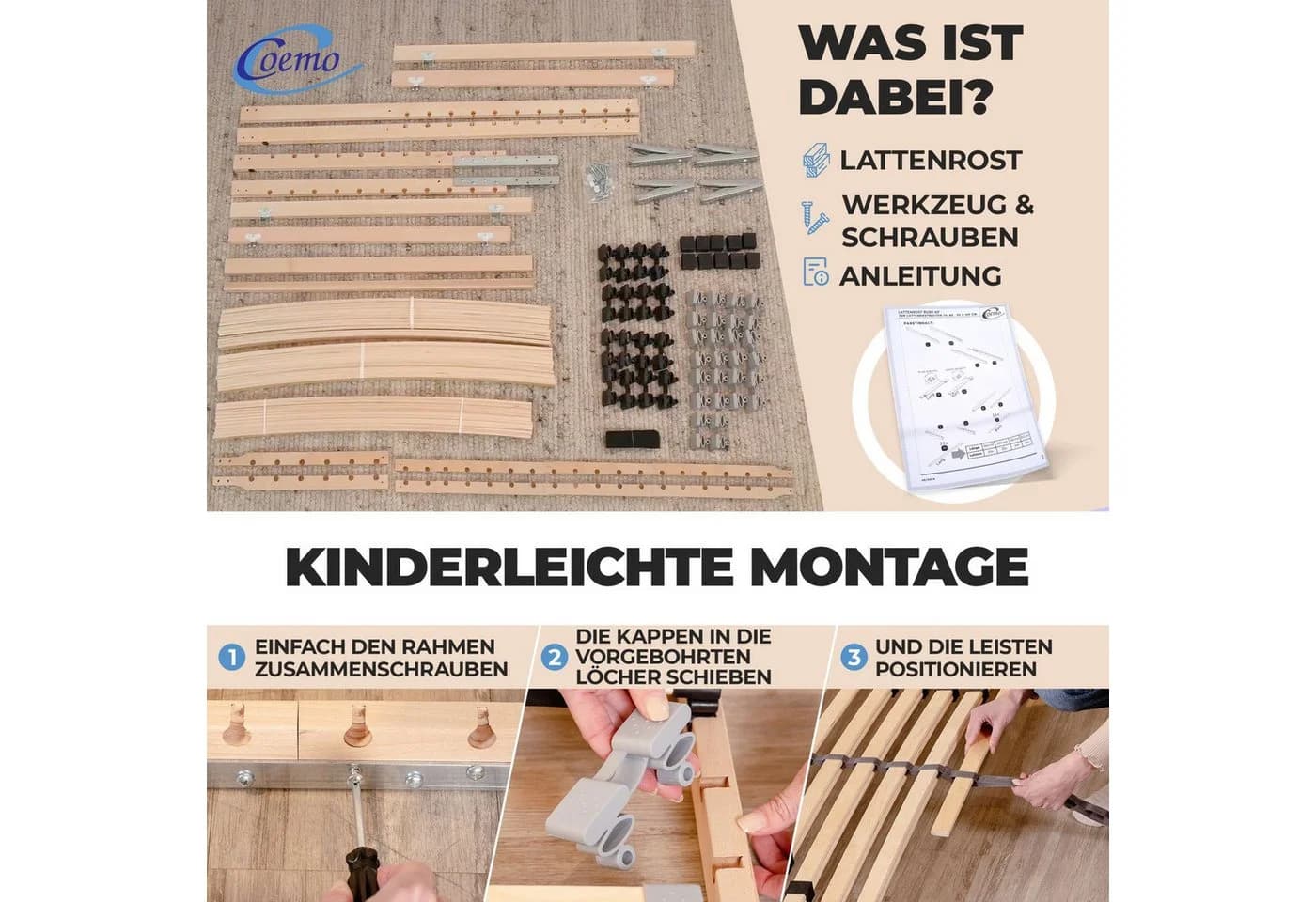 Coemo Lattenrost ERGO KF 7 Zonen verstellbar Buchenholz - Bild 4