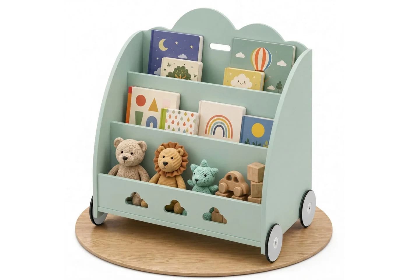 Coemo Standregal BOOKIE Aufbewahrungsrollwagen Holz Mintgrün - Bild 2