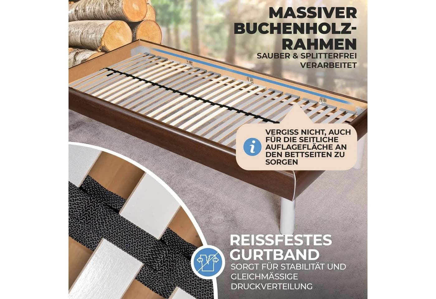 Coemo Lattenrost EasyLat 80x200 cm 5-Zonen Buchenschichtholz - Bild 5