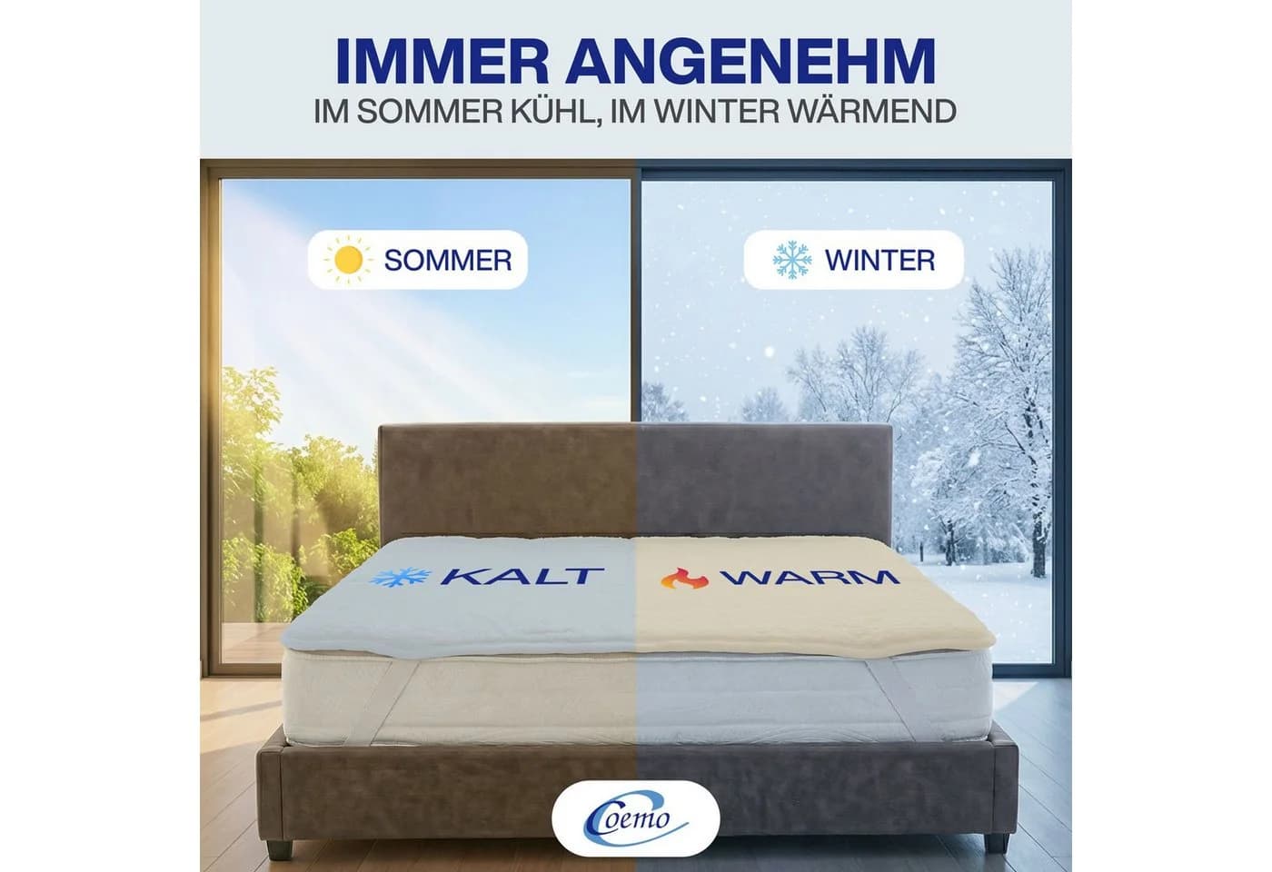 Coemo Matratzenauflage Lammwolle Beige 90x200 cm
