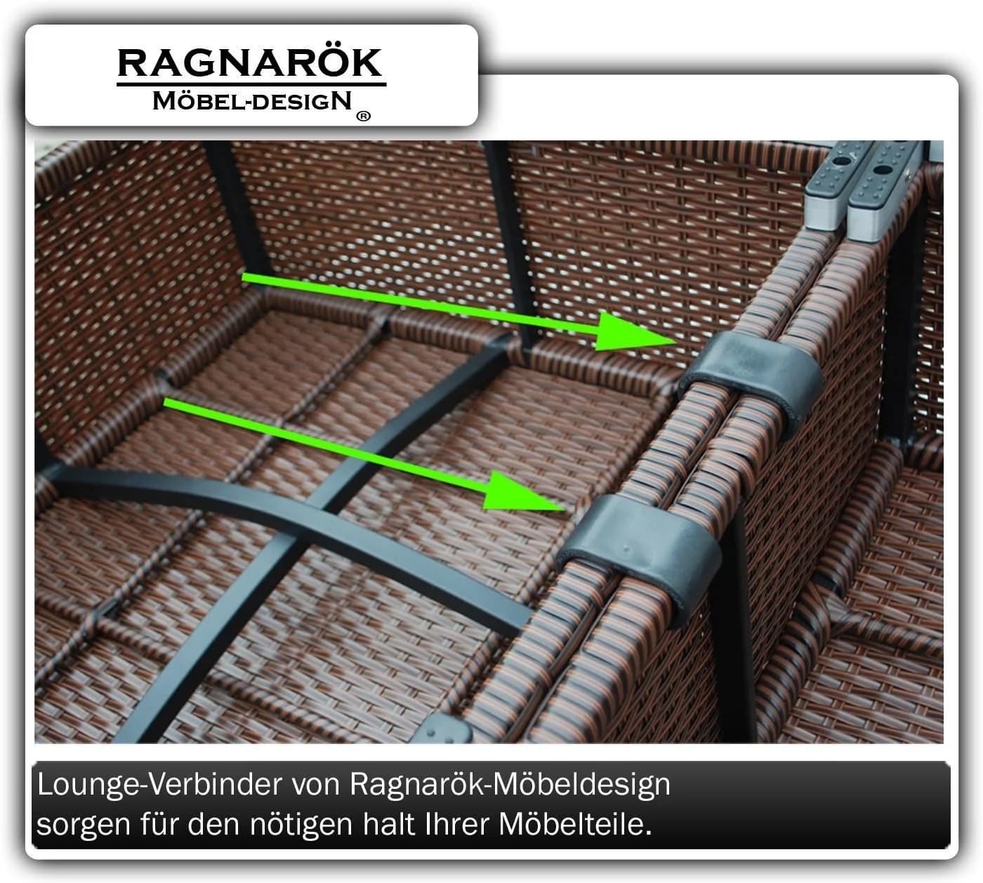 Ragnarök Möbel-Design Zusatzklemmen Lounge Verbinder Schwarz Verstärkt