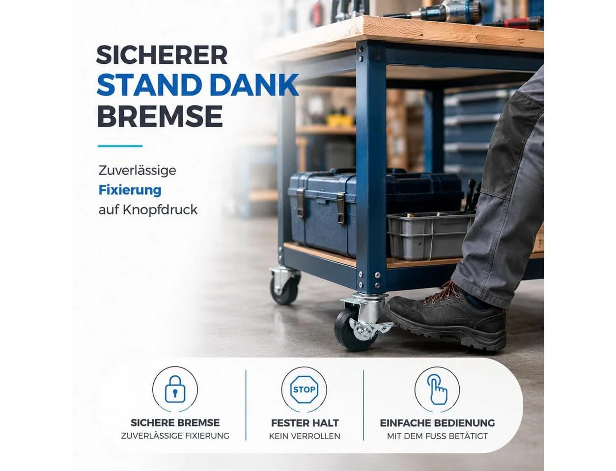 TK Gruppe Schwerlastrolle 4er Set mit Bremsen