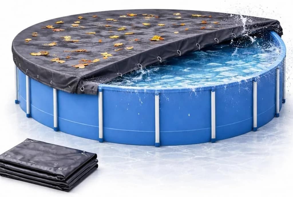 Gartiva® Poolüberdachung rund schwarz – 200 g/m² Solar Poolplane UV-beständig - Bild 2